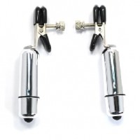 Nipple Clamps with Silver Vibrating Bullets (Batteries Included)